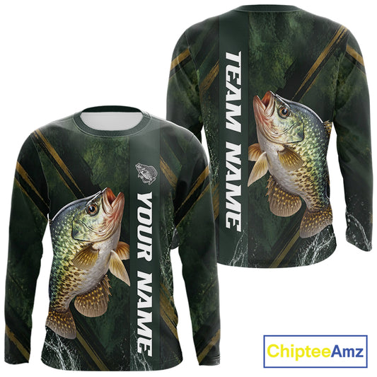 Personalized Crappie Fishing Jersey – Green Angler Shirt Custom Name, Fishing Gift For Men NHT875