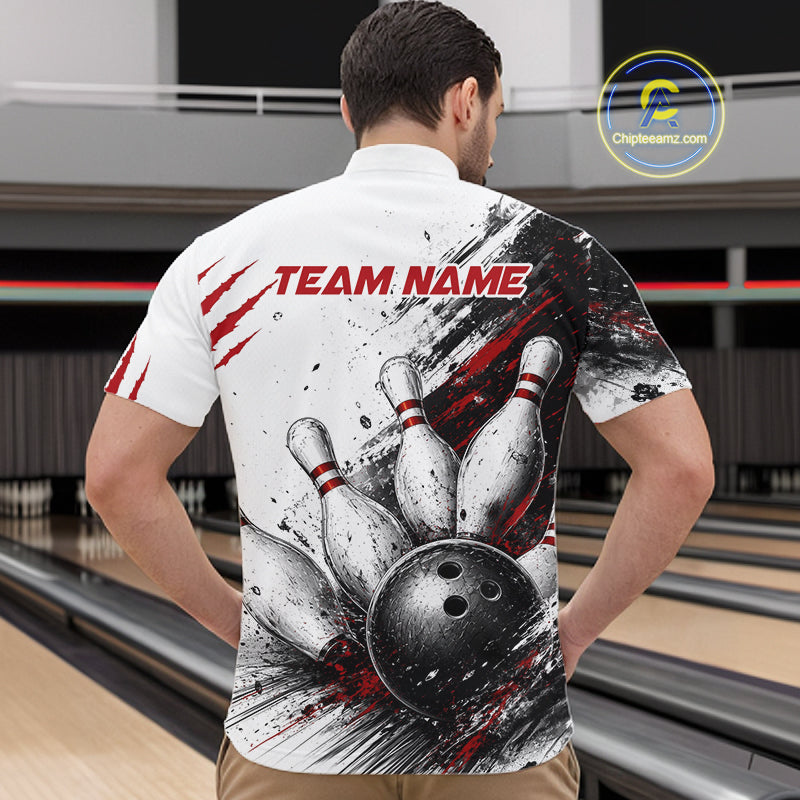 Men's Personalized Skull Bowling Tournament Shirt & Quarter Zip – Custom Name Team Jersey NHT1214