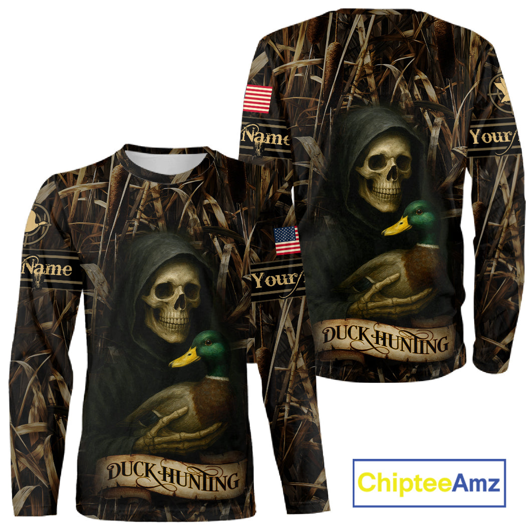 Duck Hunting Camouflage US Flag Custom 3D All Over Printed Shirts Personalized Hunting gift NHT106