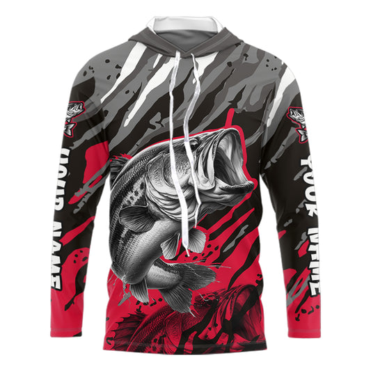 Personalized Bass Fishing Sport Jerseys, Bass Fishing Shirts Long Sleeve Hooded For Men NHT457