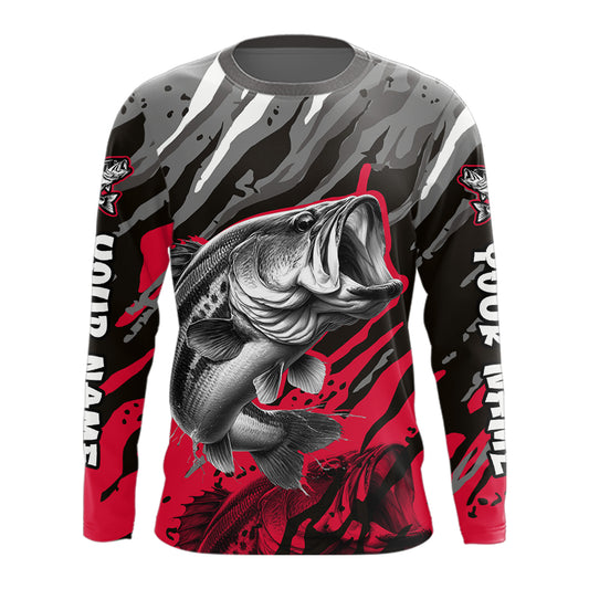 Personalized Bass Fishing Sport Jerseys, Bass Fishing Shirts Long Sleeve For Men NHT457