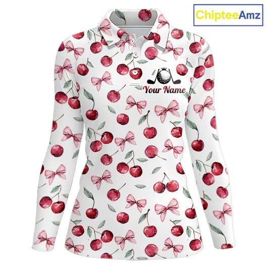 Funny Golf Polo Shirt For Womens Cherry Pattern Summer Sport Top For Team NHT881