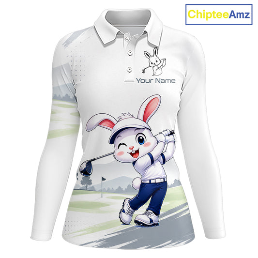 Custom Bunny Golf Polo Shirt – Personalized Rabbit Golf Shirt, Funny Golfer Gift For Women's 