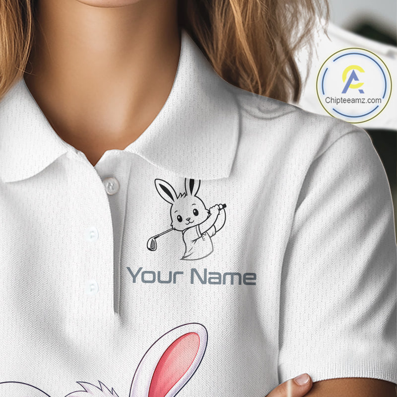 Custom Bunny Golf Polo Shirt – Personalized Rabbit Golf Shirt, Funny Golfer Gift For Women's 