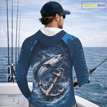 Load image into Gallery viewer, Custom Tuna Fishing Camo Long Sleeve Fishing Shirts, Personalized Tuna Fishing Shirt NHT400