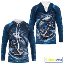 Load image into Gallery viewer, Custom Tuna Fishing Camo Long Sleeve Fishing Shirts, Personalized Tuna Fishing Shirt NHT400