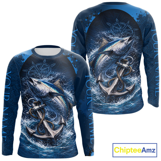 Custom Tuna Fishing Camo Long Sleeve Fishing Shirts, Personalized Tuna Fishing Shirt NHT400