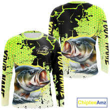 Load image into Gallery viewer, Largemouth Bass Fishing Shirts Long Sleeve Custom Bass Fishing Apparel NHT406