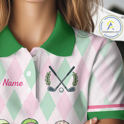 The Duck Family Golf Team Shirt – Personalized Matching Argyle Pattern Polos Golf Shirt For Womens NHT723
