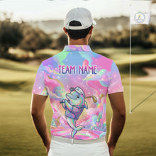 Load image into Gallery viewer, Funny Pastel Dolphin Mens Golf Polo Shirt Custom Ocean Golf Shirt, Polo Gift For Golf Lovers NHT897