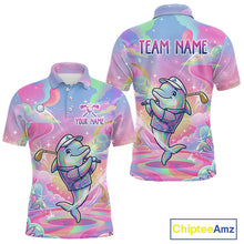 Load image into Gallery viewer, Funny Pastel Dolphin Mens Golf Polo Shirt Custom Ocean Golf Shirt, Polo Gift For Golf Lovers NHT897