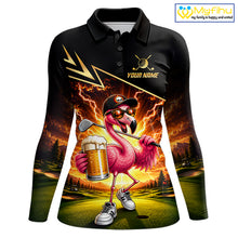 Load image into Gallery viewer, Funny Flamingo Womens Golf Polo Shirts Custom Golf And Beer Golf Apparel For Golfer NHT900