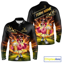 Load image into Gallery viewer, Funny Flamingo Mens Golf Polo Shirts Custom Golf And Beer Golf Apparel For Golfer NHT900
