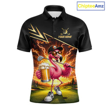 Load image into Gallery viewer, Funny Flamingo Mens Golf Polo Shirts Custom Golf And Beer Golf Apparel For Golfer NHT900
