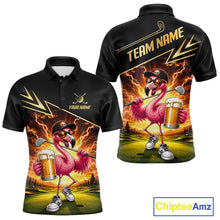 Load image into Gallery viewer, Funny Flamingo Mens Golf Polo Shirts Custom Golf And Beer Golf Apparel For Golfer NHT900