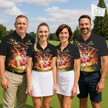 Load image into Gallery viewer, Funny Flamingo Mens Golf Polo Shirts Custom Golf And Beer Golf Apparel For Golfer NHT900
