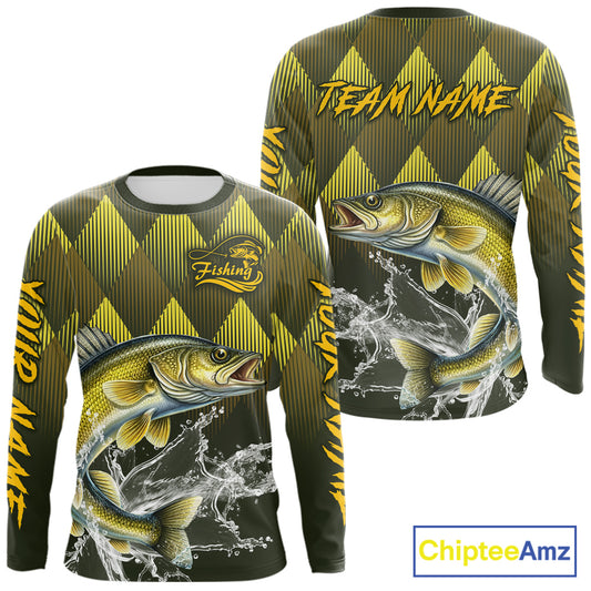 Custom Walleye Fishing Long Sleeve Tournament Fishing Shirts, Walleye Fishing Apparel NHT411