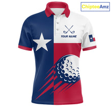 Load image into Gallery viewer, Personalized Texas Flag Patriotic Golf White Mens Golf Polo Shirts Custom Mens Golf Gift For Men NHT736