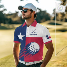 Load image into Gallery viewer, Personalized Texas Flag Patriotic Golf White Mens Golf Polo Shirts Custom Mens Golf Gift For Men NHT736