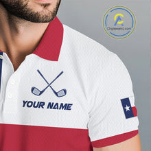 Load image into Gallery viewer, Personalized Texas Flag Patriotic Golf White Mens Golf Polo Shirts Custom Mens Golf Gift For Men NHT736