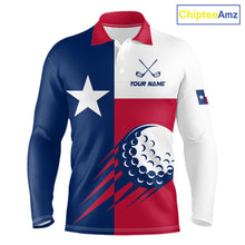 Load image into Gallery viewer, Personalized Texas Flag Patriotic Golf White Mens Golf Polo Shirts Custom Mens Golf Gift For Men NHT736