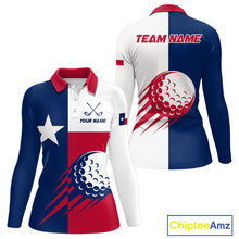 Load image into Gallery viewer, Personalized Texas Flag Patriotic Golf White Womens Golf Polo Shirts Custom Golf Gift For Womens NHT736