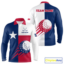 Load image into Gallery viewer, Personalized Texas Flag Patriotic Golf White Mens Golf Polo Shirts Custom Mens Golf Gift For Men NHT736