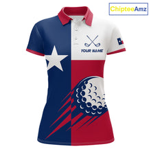Load image into Gallery viewer, Personalized Texas Flag Patriotic Golf White Womens Golf Polo Shirts Custom Golf Gift For Womens NHT736