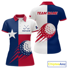 Load image into Gallery viewer, Personalized Texas Flag Patriotic Golf White Womens Golf Polo Shirts Custom Golf Gift For Womens NHT736