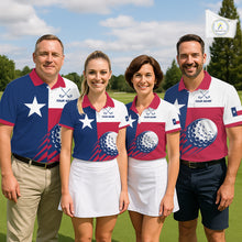 Load image into Gallery viewer, Personalized Texas Flag Patriotic Golf White Mens Golf Polo Shirts Custom Mens Golf Gift For Men NHT736