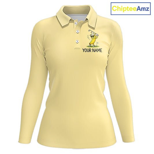 Funny Banana Womens Golf Polo Shirt, Custom Golf Polo For Women, Golf Apparel Gift For Golf Lovers NHT905