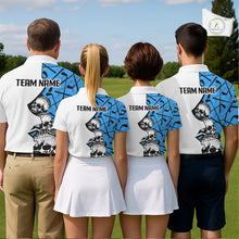 Load image into Gallery viewer, Custom Skull Mens Golf Polo Shirt Personalized Name, Golf Team Polo Jersey| Blue NHT1061