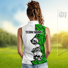 Load image into Gallery viewer, Custom Skull Womens Sleeveless Golf Polo Shirt Personalized Name, Golf Team Polo Jersey| Green 