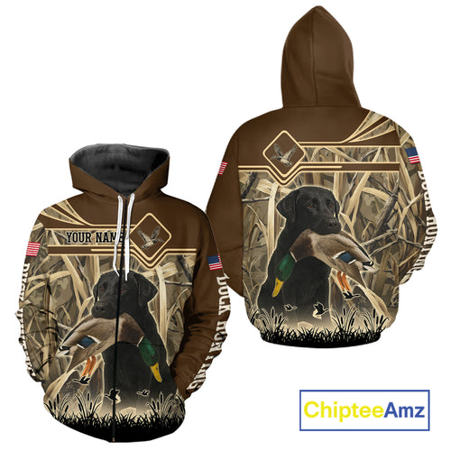 Mallard Duck Hunting Camouflage Shirt With Black Labrador Retriever, Duck Hunting Season NHT119