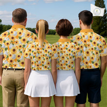 Load image into Gallery viewer, Personalized Sunflower Womens Golf Polo Shirt Custom Name Floral Golf Polo For Women NHT1070