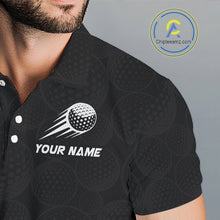 Load image into Gallery viewer, Personalized Mens Golf Polo Shirt Custom Name, Black Blue Argyle Golf Team Polo NHT1075