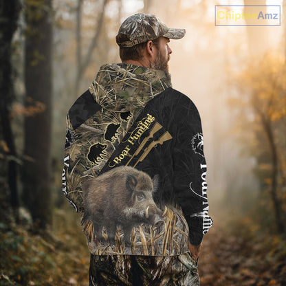 Best Wild Boar Hunting Black Camo 3D Shirt For Hunting Season Hunting Clothes For Hunters NHT121