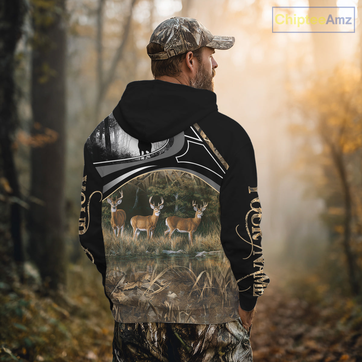 Personalized Whitetail Deer Hunting 3D All Over Printed Hoodie Brown Camouflage, Hunting Gift NHT366