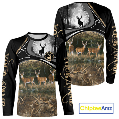 Personalized Whitetail Deer Hunting 3D All Over Printed Hoodie Brown Camouflage, Hunting Gift NHT366