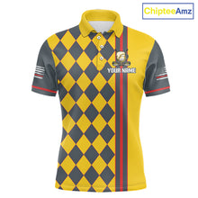 Load image into Gallery viewer, Personalized Mens Golf Polo Shirt Beer And Golf Ball Graphic Custom Team Name Golf Jersey|Yellow 
