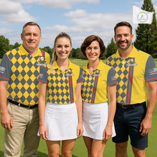 Load image into Gallery viewer, Personalized Womens Golf Polo Shirt Beer And Golf Ball Graphic Custom Team Name Golf Jersey|Yellow NHT1090