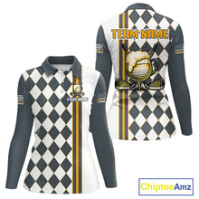Load image into Gallery viewer, Personalized Womens Golf Polo Shirt Beer And Golf Ball Graphic Custom Team Name Golf Jersey|White 