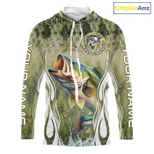 Load image into Gallery viewer, Personalized Bass Team Fishing Shirt - Long Sleeve Hooded Tournament Fishing Apparel 