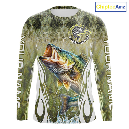 Personalized Bass Team Fishing Shirt - Long Sleeve Tournament Fishing Apparel 