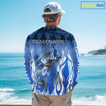 Load image into Gallery viewer, Personalized Team Bass Fishing Shirt - Long Sleeve Tournament Fishing Apparel|Blue