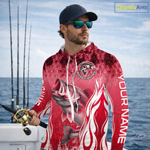 Load image into Gallery viewer, Personalized Team Bass Fishing Shirt - Long Sleeve Hooded Tournament Fishing Apparel|Red 