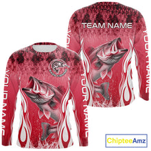 Load image into Gallery viewer, Personalized Team Bass Fishing Shirt - Long Sleeve Tournament Fishing Apparel|Red 
