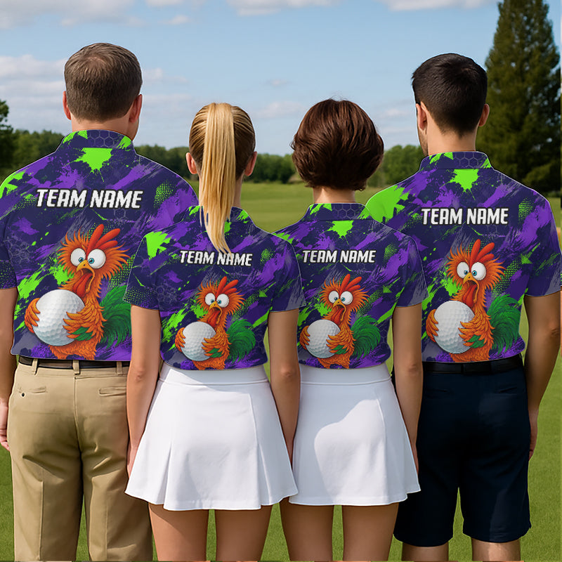Personalized Funny Chicken Golf Polo Shirt Custom Team Name Golf Gift For Men NHT1246
