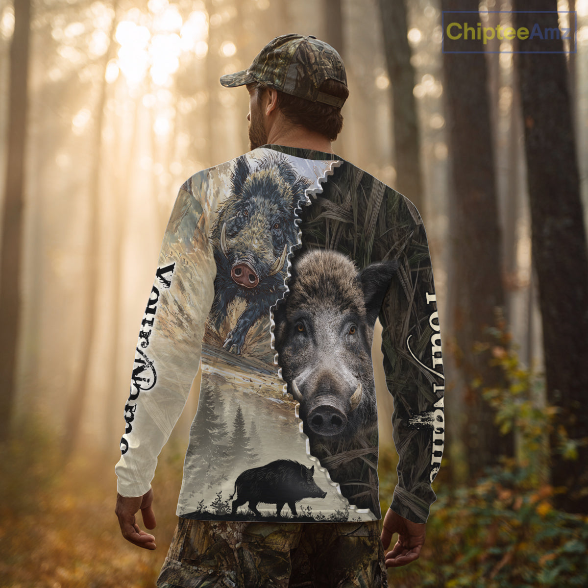 Brown Camo Wild Hog Hunting 3D All Over Print Shirts Custom Name, Boar Hunting Shirt NHT148