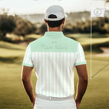 Load image into Gallery viewer, Personalized Golf Polo Shirt Mint Green Striped Custom Team Name Polo For Men NHT939